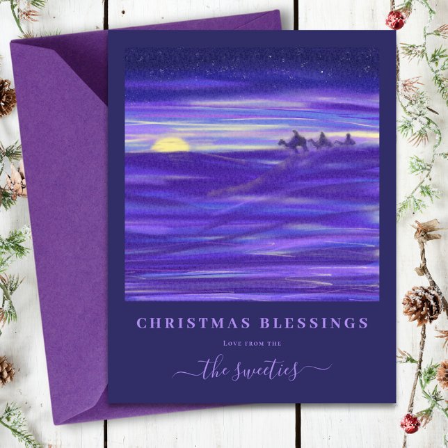 Cartes Pour Fêtes Annuelles Aquarelle des trois hommes sages (Three wise men watercolor custom Christmas holiday greetings card)