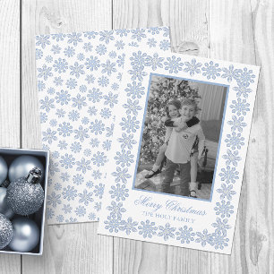 Cartes Pour Fêtes Annuelles Aquarelle Designer Blue Snowflics Noël