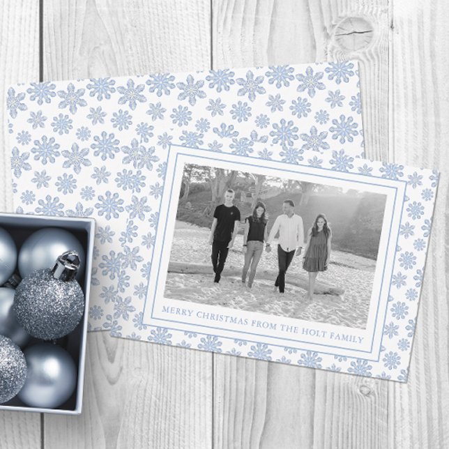 Cartes Pour Fêtes Annuelles Aquarelle Designer Blue Snowflics Noël (Créateur téléchargé)