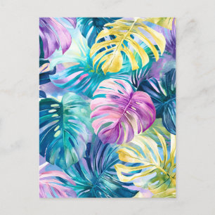 Cartes Pour Fêtes Annuelles Aquarelle d'or Paradis Feuille tropical