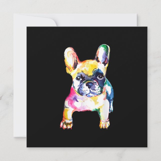 Cartes Pour Fêtes Annuelles Aquarelle d'origine main Français Bulldog Cadeau (Devant)