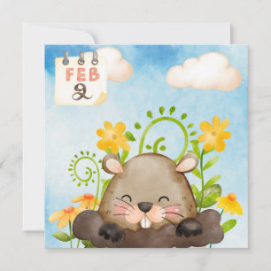 Cartes Pour Fêtes Annuelles Aquarelle du jour de la marmotte