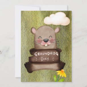 Cartes Pour Fêtes Annuelles Aquarelle du jour de la marmotte