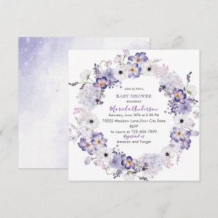 Cartes Pour Fêtes Annuelles Aquarelle élégant baby shower de fleurs lilas