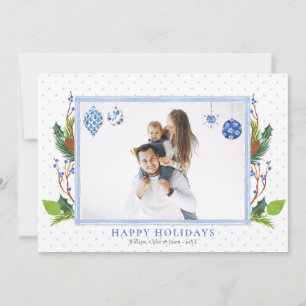 Cartes Pour Fêtes Annuelles Aquarelle Élégant Chinois Bleu Une Photo