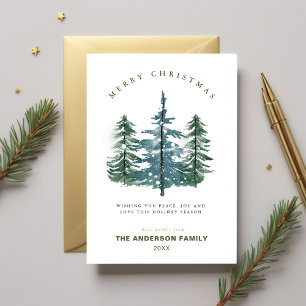 Cartes Pour Fêtes Annuelles Aquarelle Elégante Forêt Pin Arbre Noël