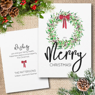 Cartes Pour Fêtes Annuelles Aquarelle élégante Joyeuse couronne de Noël sans p