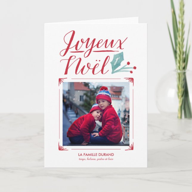 Cartes Pour Fêtes Annuelles Aquarelle et Calligraphie | Joyeux Noël (Devant)