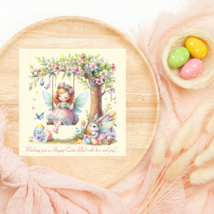 Cartes Pour Fêtes Annuelles Aquarelle Fée Mignonne de Printemps de Pâques