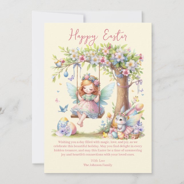 Cartes Pour Fêtes Annuelles Aquarelle Fleur de printemps de Pâques (Devant)