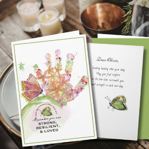 Cartes Pour Fêtes Annuelles Aquarelle Fleurie Guérison Main Sympathie, Remise