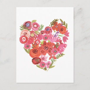 Cartes Pour Fêtes Annuelles Aquarelle Floral Heart Valentine Chic II