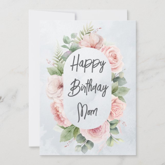 Cartes Pour Fêtes Annuelles Aquarelle Floral Personnalisé Anniversaire Maman m (Devant)