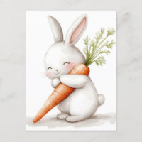 Aquarelle Fluffy Bunny Carrot Love