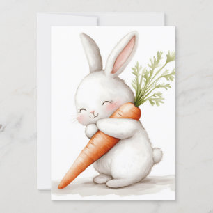 Cartes Pour Fêtes Annuelles Aquarelle Fluffy Bunny Carrot Love
