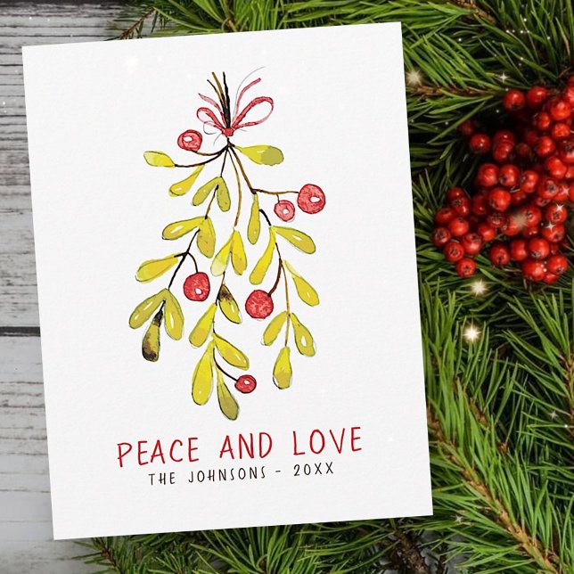Cartes Pour Fêtes Annuelles Aquarelle Foliage Botanique Holly Berry Noël (Créateur téléchargé)