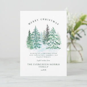 Cartes Pour Fêtes Annuelles Aquarelle forêt à feuillage persistant Joyeux Noël