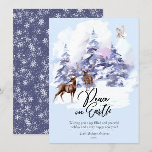 Cartes Pour Fêtes Annuelles Aquarelle Forêt de bois Paix sur Terre