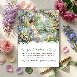 Cartes Pour Fêtes Annuelles Aquarelle Future maman Joyeuse 1re fête des Mères