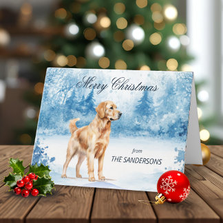 Cartes Pour Fêtes Annuelles Aquarelle Golden Retriever Noël de Noël