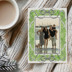 Cartes Pour Fêtes Annuelles Aquarelle Gris Vaches et Garland Vert Photo Topiai