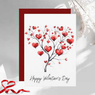 Cartes Pour Fêtes Annuelles Aquarelle Heureuse Sainte-Valentin d'arbre cardiaq