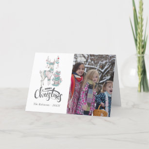 Cartes Pour Fêtes Annuelles Aquarelle Hiver Cerf photo de Noël