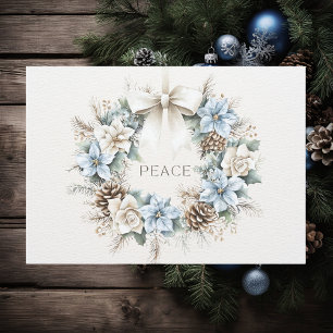 Cartes Pour Fêtes Annuelles Aquarelle Hiver Floral Noël Wreath Paix