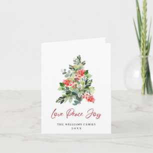 Cartes Pour Fêtes Annuelles Aquarelle Holly Berry Noël Arbre Salutation