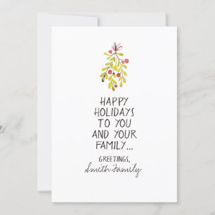 Cartes Pour Fêtes Annuelles Aquarelle Holly Happy Holiday Salutations