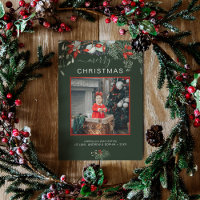 Aquarelle Holly Joyeux Noël Photo Vert