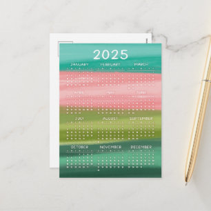 Cartes Pour Fêtes Annuelles Aquarelle horizontale colorée Brosses 2025