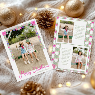 Cartes Pour Fêtes Annuelles Aquarelle Hot Rose Bows Garland Photo de Noël