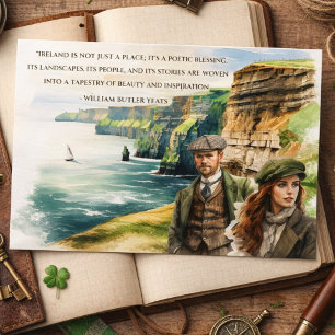 Cartes Pour Fêtes Annuelles Aquarelle Irlande Falaises-Citation de Yeats Irlan