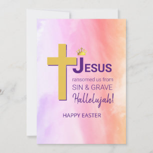 Cartes Pour Fêtes Annuelles Aquarelle JÉSUS M'A RANSOMÉ Joyeux Pâques