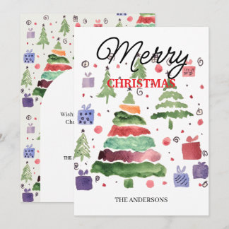Cartes Pour Fêtes Annuelles Aquarelle Joyeuse Rouge Vert Violet Bleu
