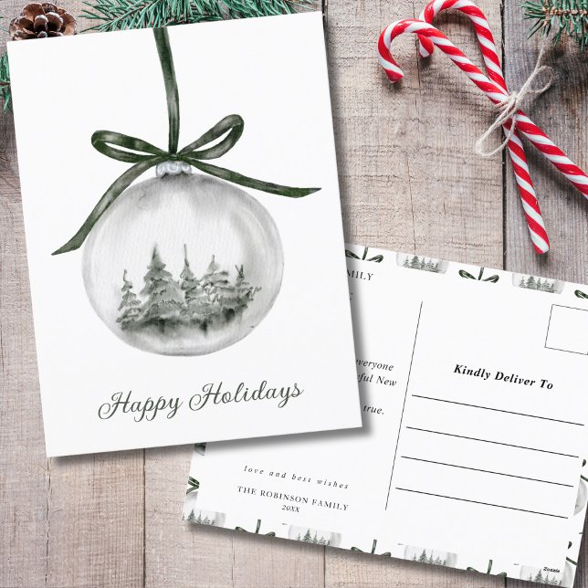 Cartes Pour Fêtes Annuelles Aquarelle Joyeuses Fêtes Ornement de Noël (Créateur téléchargé)