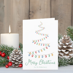 Cartes Pour Fêtes Annuelles Aquarelle Joyeux feu de Noël Arbre moderne