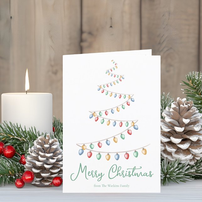 Cartes Pour Fêtes Annuelles Aquarelle Joyeux feu de Noël Arbre moderne (Créateur téléchargé)