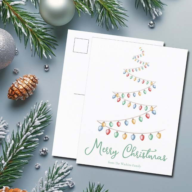 Cartes Pour Fêtes Annuelles Aquarelle Joyeux feu de Noël Arbre moderne (Créateur téléchargé)