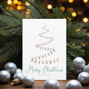 Cartes Pour Fêtes Annuelles Aquarelle Joyeux feu de Noël Arbre moderne