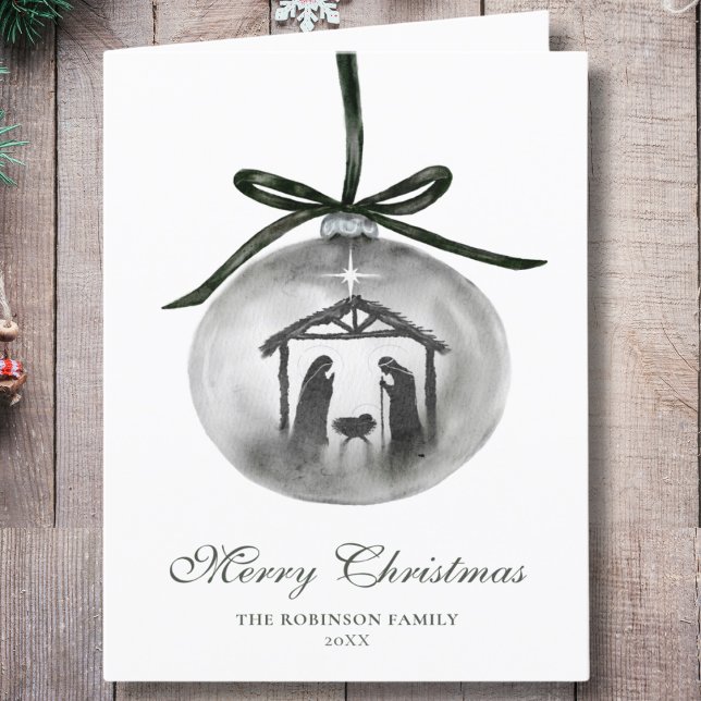 Cartes Pour Fêtes Annuelles Aquarelle Joyeux Noël Nativité Ornement (Créateur téléchargé)