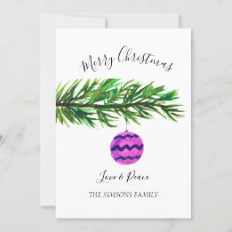 Cartes Pour Fêtes Annuelles Aquarelle Joyeux sapin de Noël Joyeux et lumineux