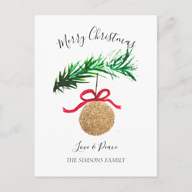 Cartes Pour Fêtes Annuelles Aquarelle Joyeux sapin de Noël Joyeux et lumineux (Devant)