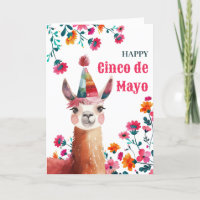 Aquarelle Lama Fuchsia Floral Happy Cinco de Mayo
