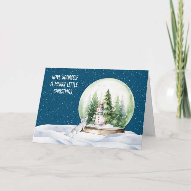 Cartes Pour Fêtes Annuelles Aquarelle Lapin de Noël et Snowman (Devant)