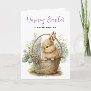 Cartes Pour Fêtes Annuelles Aquarelle Lapin de Pâques dans le panier
