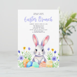 Cartes Pour Fêtes Annuelles Aquarelle Lapin Floral Lapin Pâques Brunch