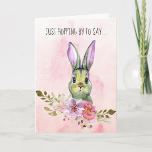 Cartes Pour Fêtes Annuelles Aquarelle Lapin Floral Rose Pâques