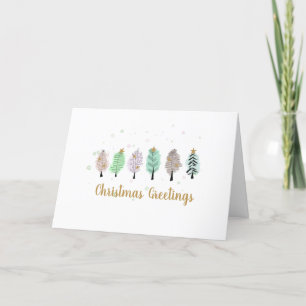 Cartes Pour Fêtes Annuelles Aquarelle lunaire Arbres de Noël
